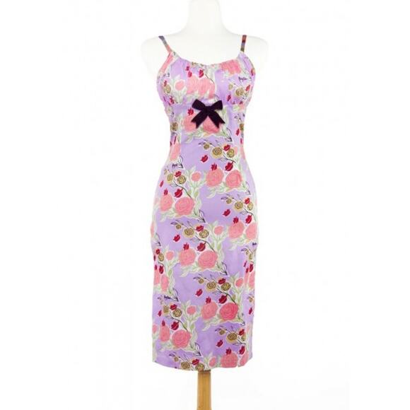 Mary Blair by Pinup Couture Lips and Roses Evangeline Wiggle Dress Medium - Picture 1 of 10